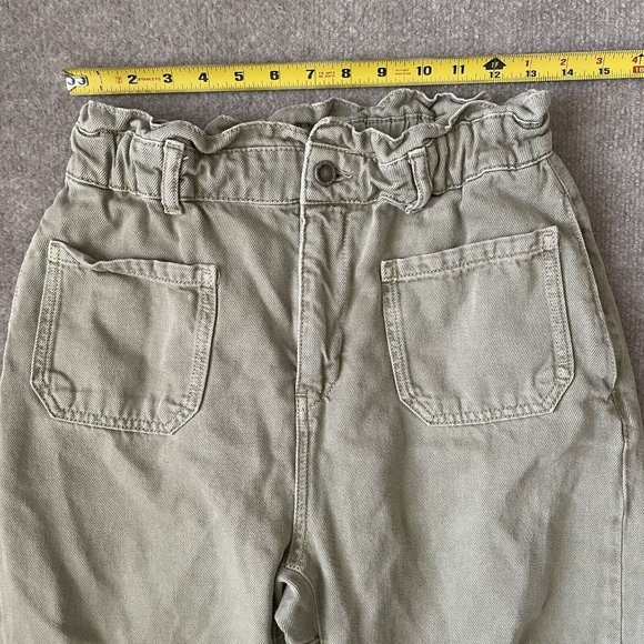 Zara Pants Womens 6 Beige Khaki High Rise Paperbag Cropped 24" Inseam Casual - Picture 9 of 13